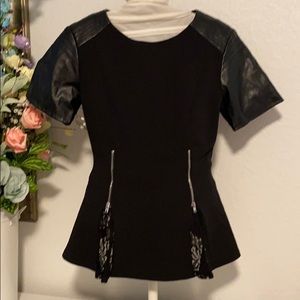 Wells Grace Vegan Leather Zippers Black Lace XS